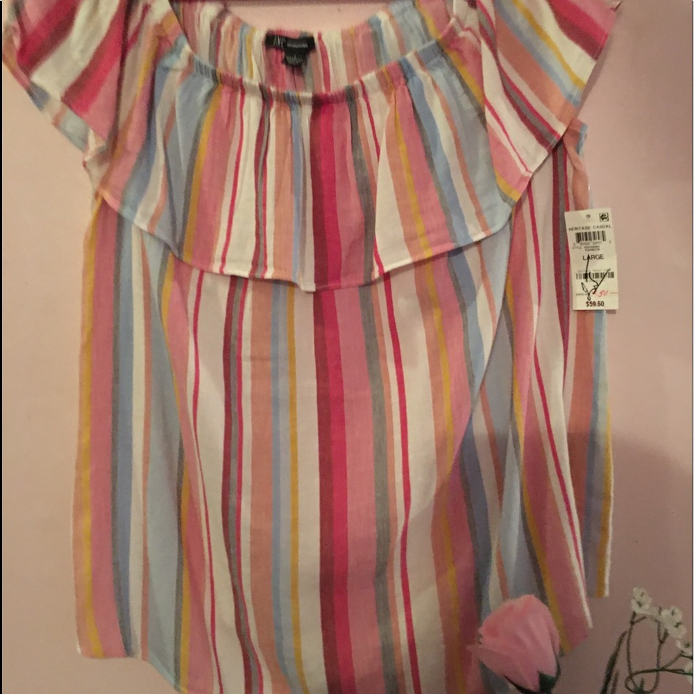 New INC blousy cool & colorful top, size L